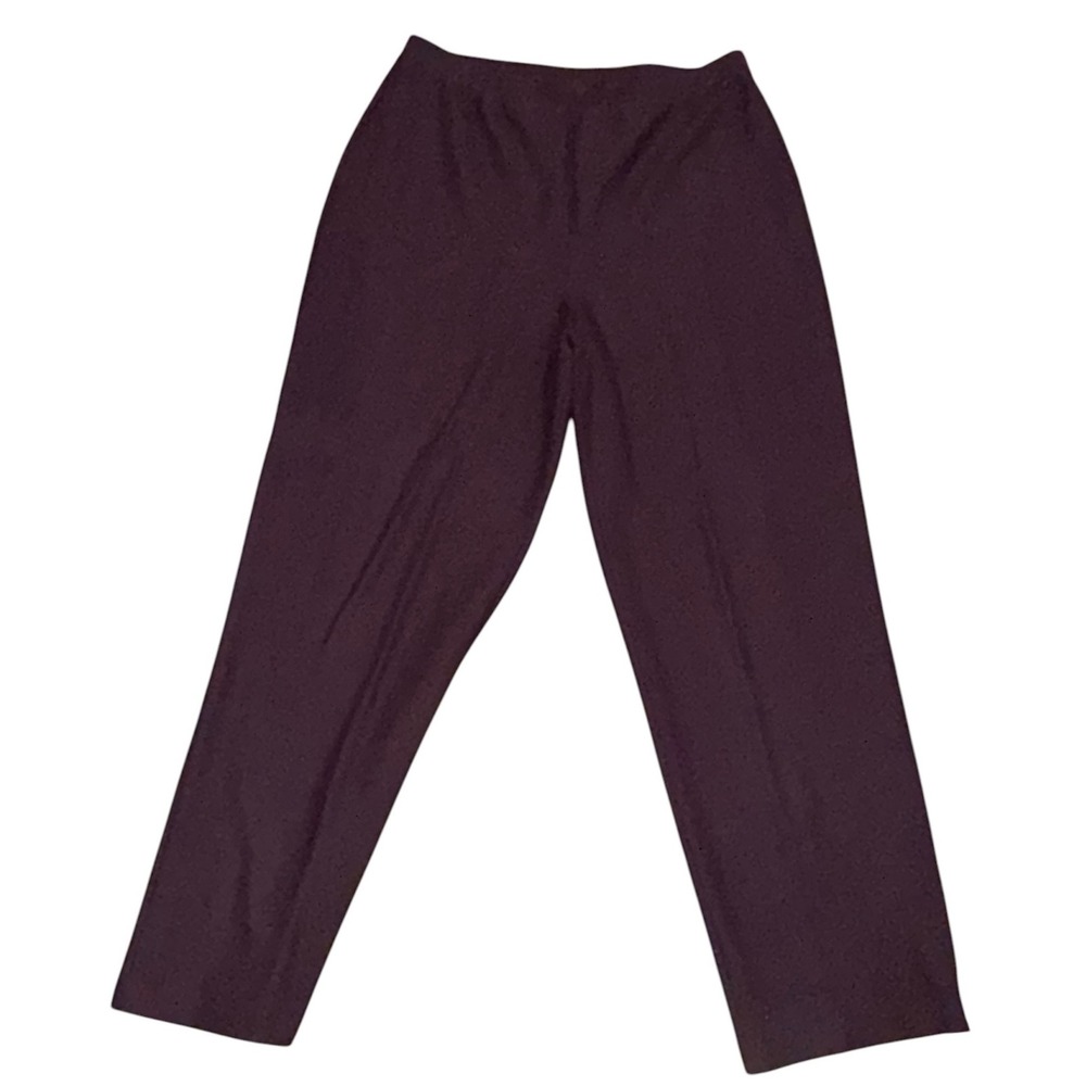Eileen Fisher Womens Large Plum Purple Wool Straight Leg Pull On Pants USA P275